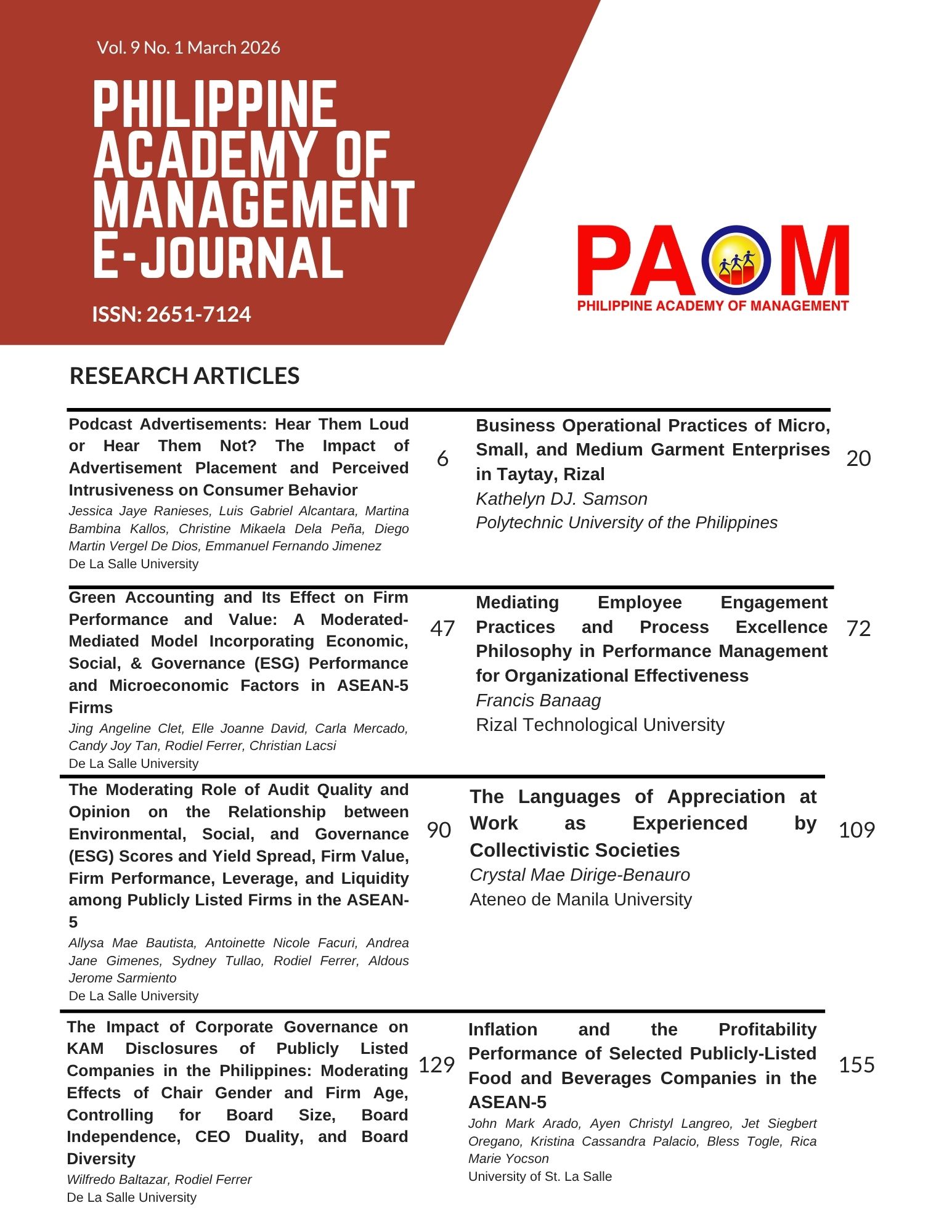 PAoM e-Journal Previous Cover